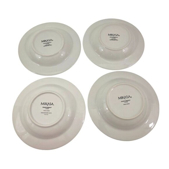 Mikasa Fine China Parchment Platinum Trim Rimmed Soup Salad Bowls – Set of 4 - Picture 2 of 16